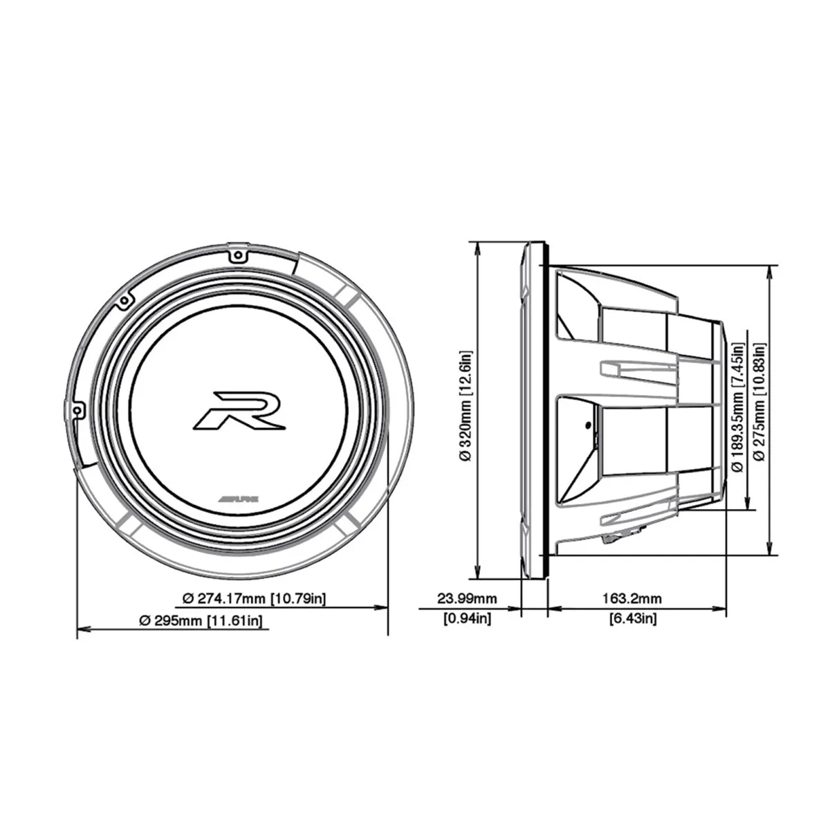 Alpine R2-W12D2 R-Series 12&rdquo; 2-Ohm Subwoofer - Each