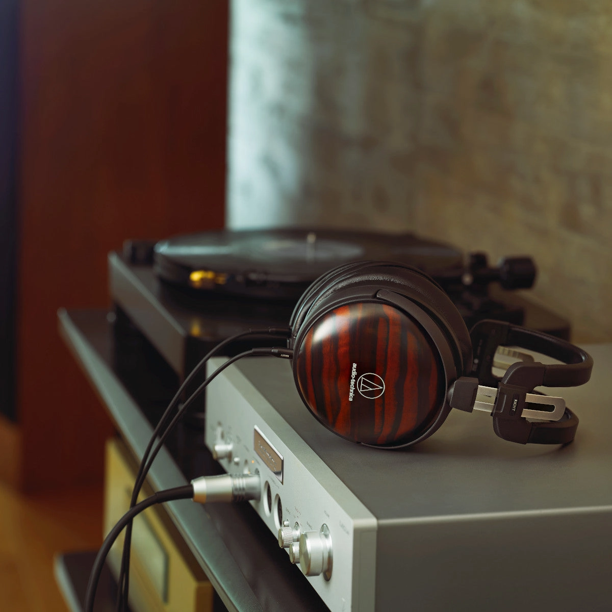 Audio-Technica ATH-AWKT Over-Ear Headphones with Kokutan (Striped Ebony)