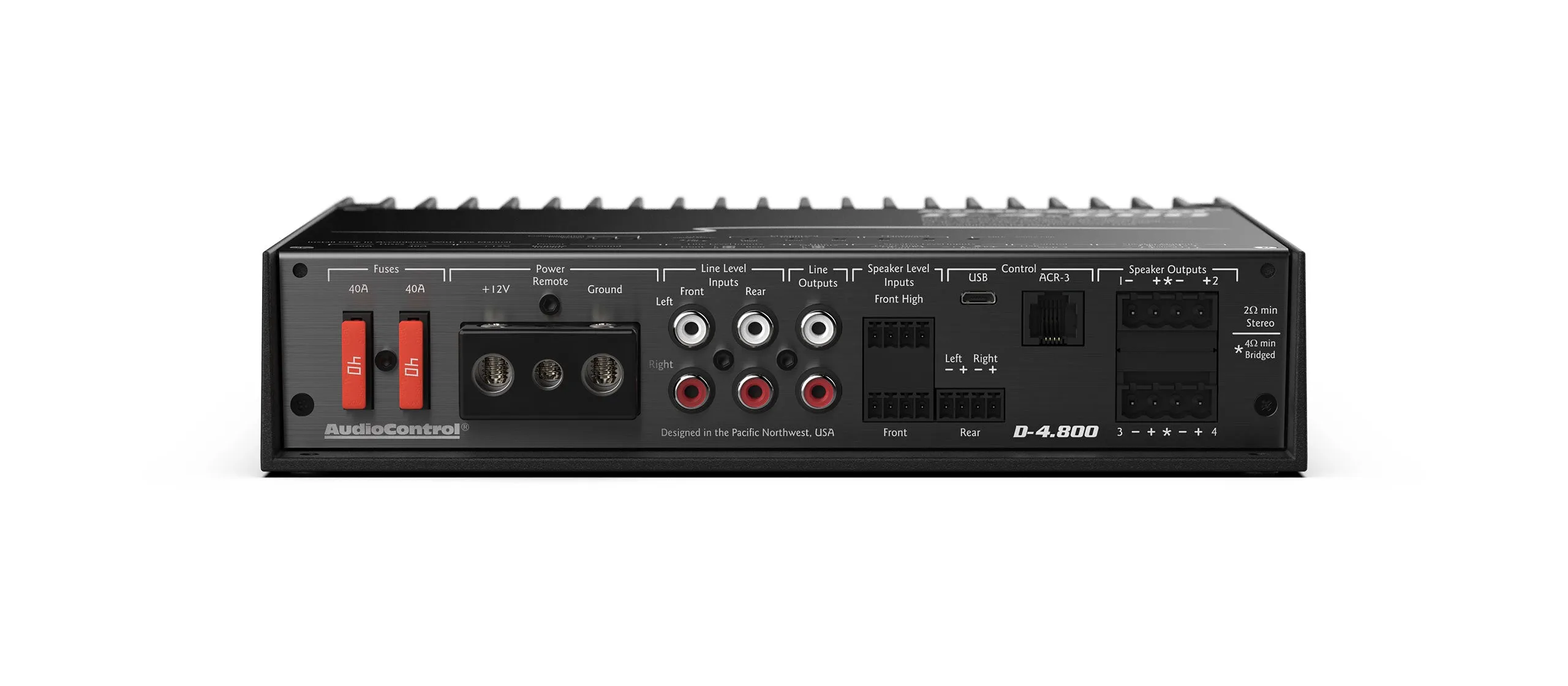Audiocontrol D-4.800 High-Power 4 Channel DSP Matrix Amplifier with Accubass