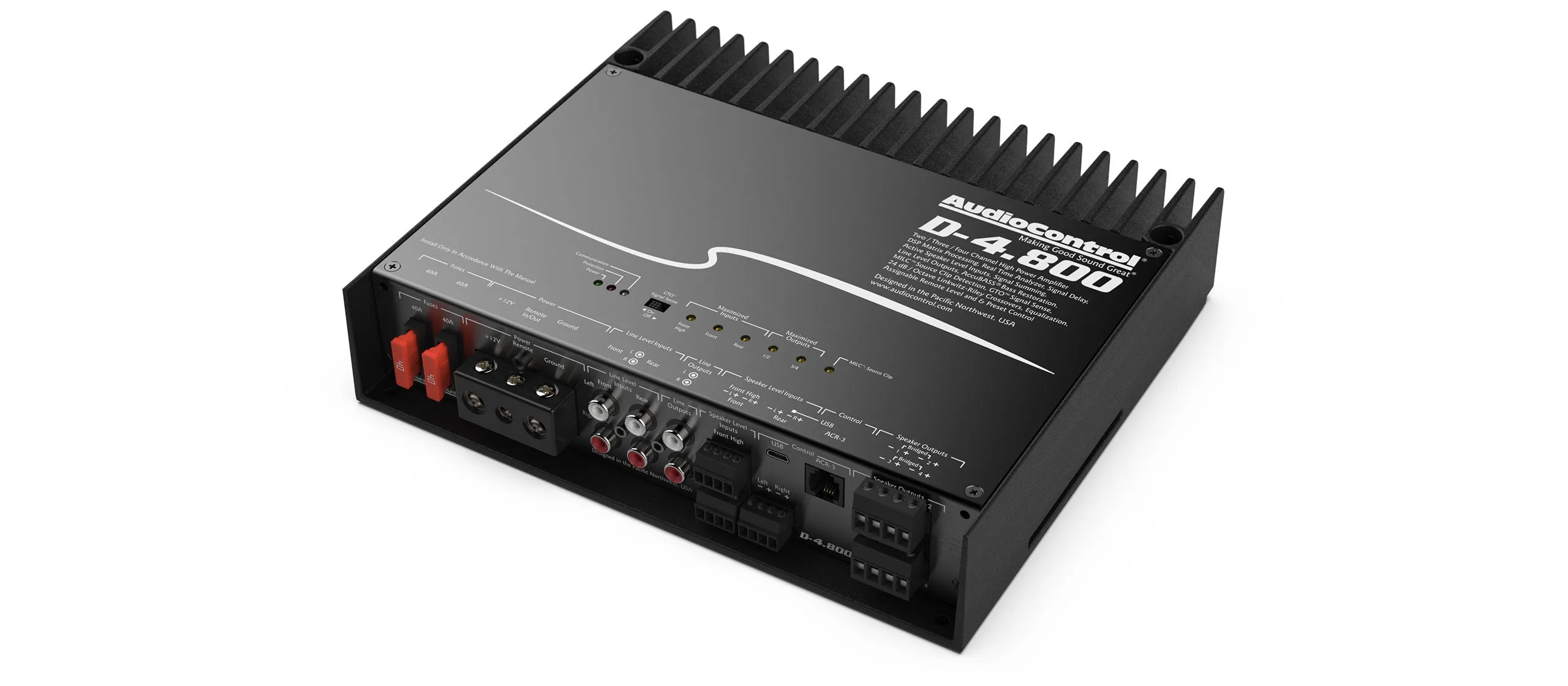 Audiocontrol D-4.800 High-Power 4 Channel DSP Matrix Amplifier with Accubass