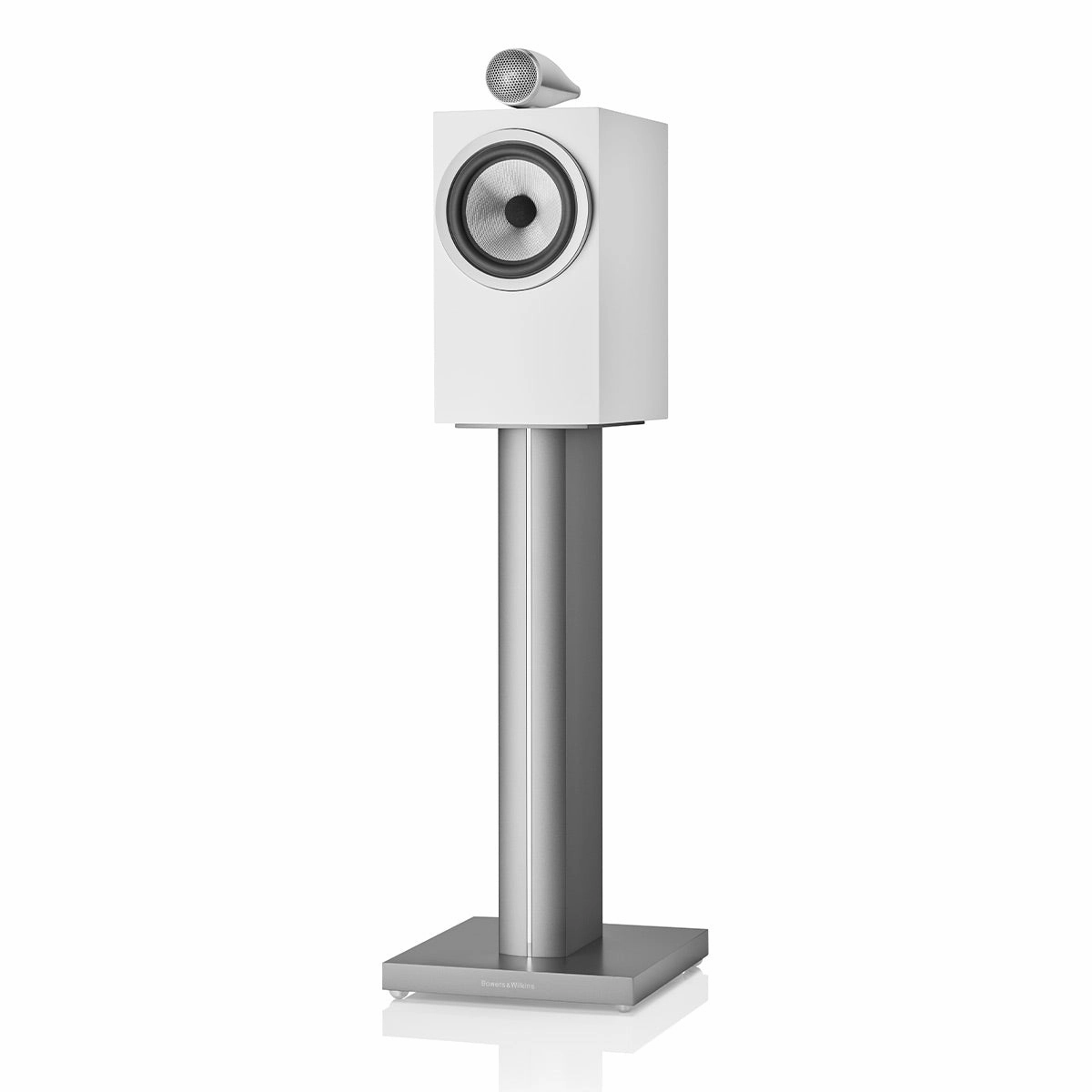 Bowers & Wilkins 705 S3 2-Way Bookshelf Speaker (Satin White) FS-700 Floor Stand (Silver) - Each