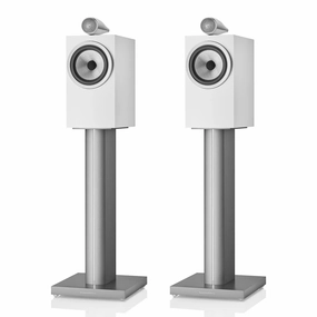 Bowers & Wilkins 705 S3 2-Way Bookshelf Speaker (Satin White) with FS-700 Floor Stand (Silver) - Pair