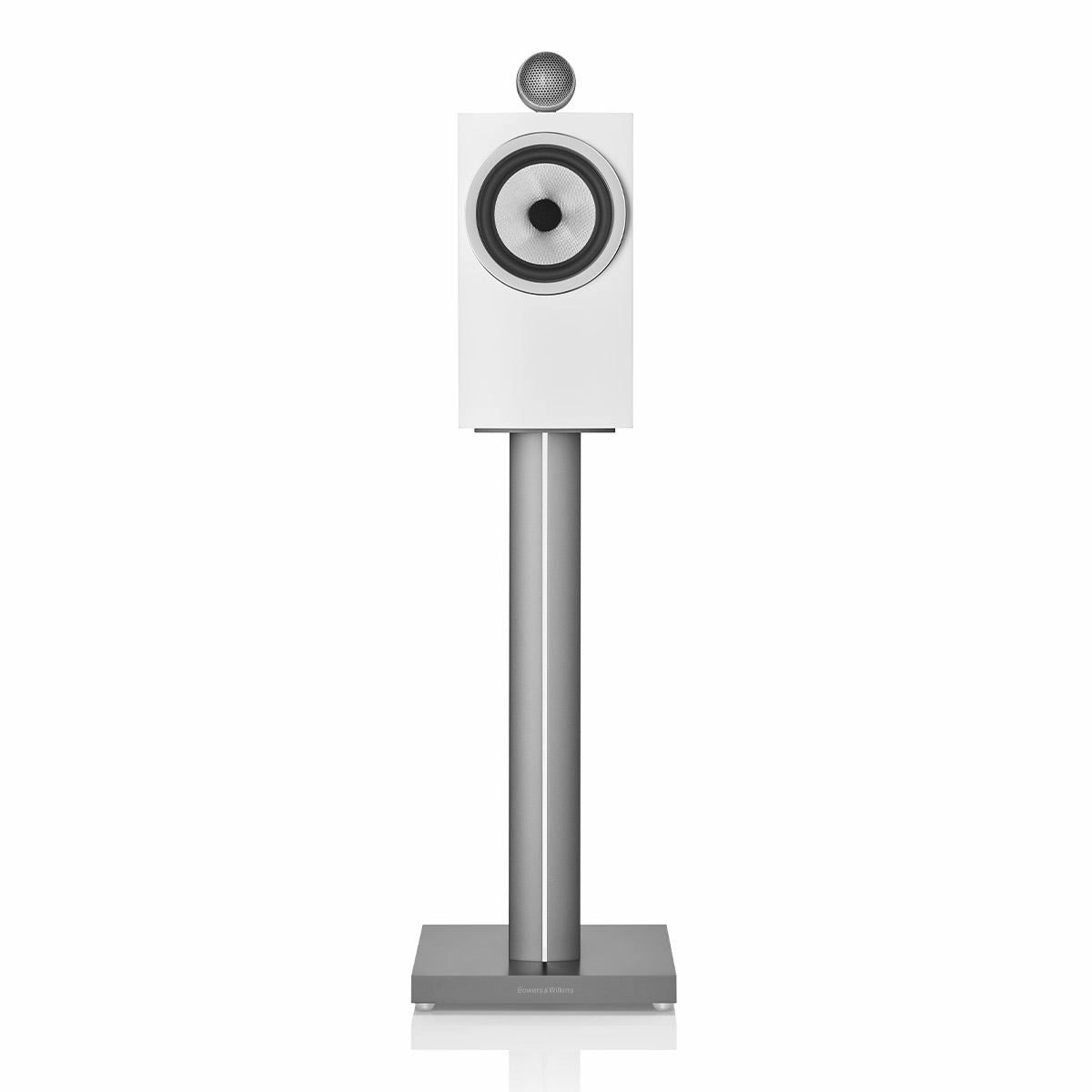 Bowers & Wilkins 705 S3 2-Way Bookshelf Speaker (Satin White) with FS-700 Floor Stand (Silver) - Pair