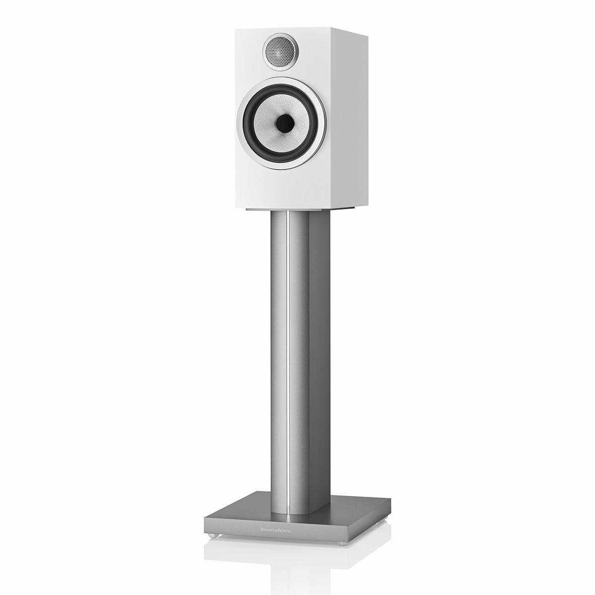 Bowers & Wilkins 706 S3 2-Way Bookshelf Speaker (Satin White) FS-700 Floor Stand (Silver) - Each