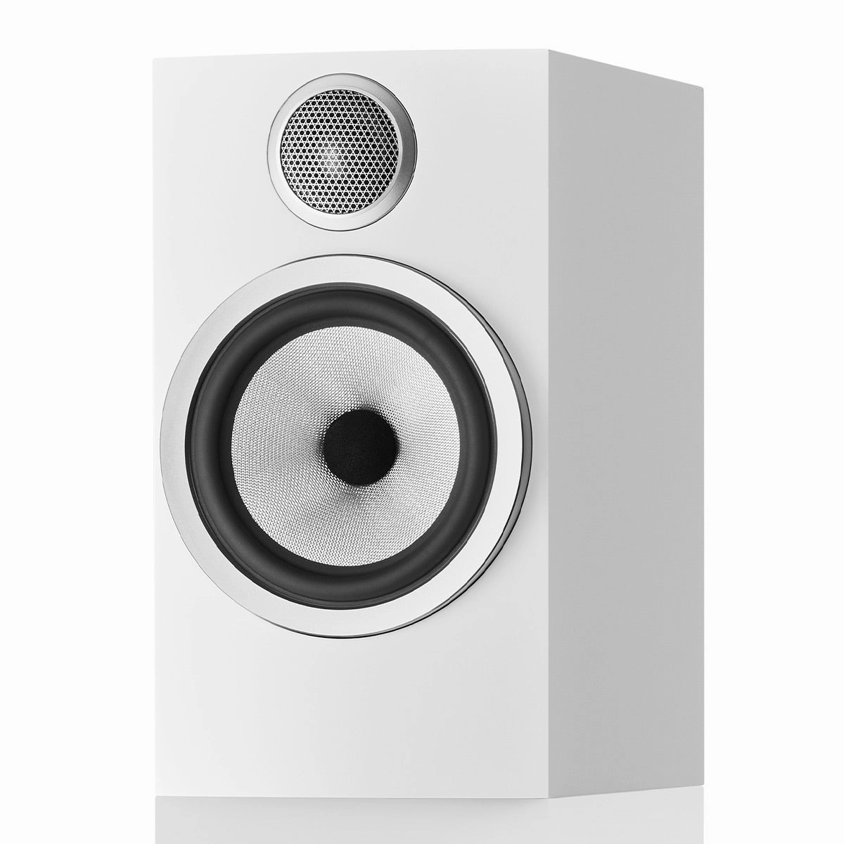 Bowers & Wilkins 706 S3 2-Way Bookshelf Speaker (Satin White) with FS-700 Floor Stand (Silver) - Pair