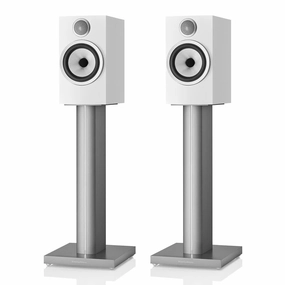 Bowers & Wilkins 706 S3 2-Way Bookshelf Speaker (Satin White) with FS-700 Floor Stand (Silver) - Pair