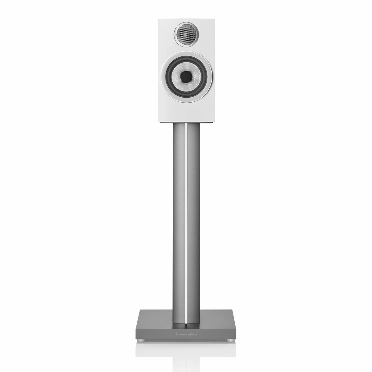 Bowers & Wilkins 707 S3 2-Way Bookshelf Speaker (Satin White) FS-700 Floor Stand (Silver) - Each