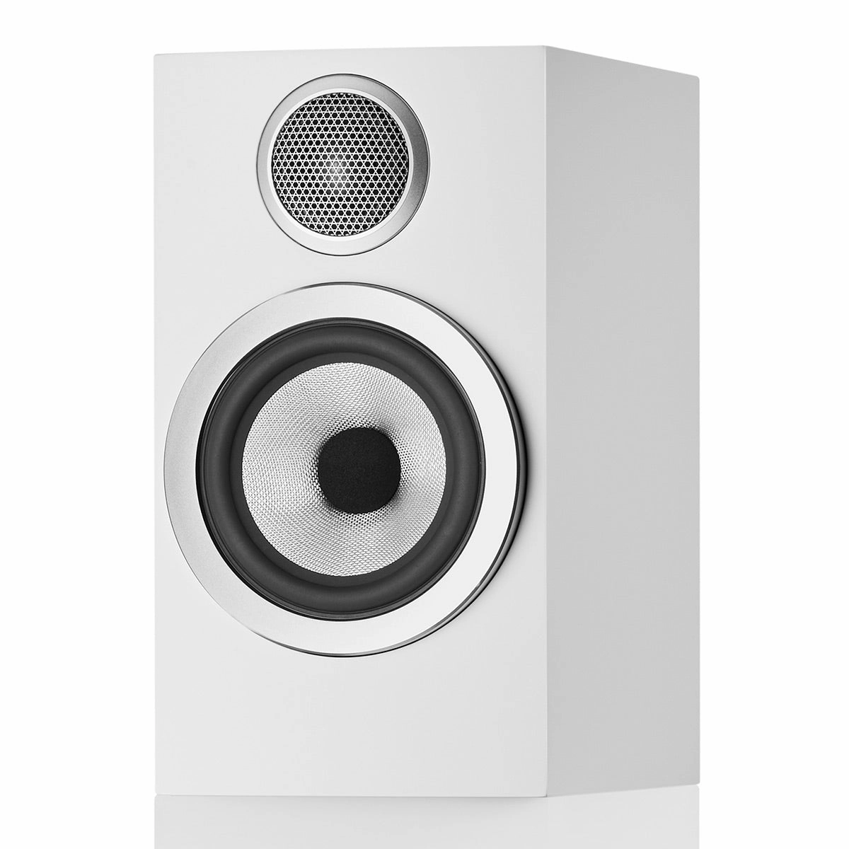 Bowers & Wilkins 707 S3 2-Way Bookshelf Speaker (Satin White) FS-700 Floor Stand (Silver) - Each