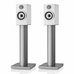 Bowers & Wilkins 707 S3 2-Way Bookshelf Speaker (Satin White) with FS-700 Floor Stand (Silver) - Pair