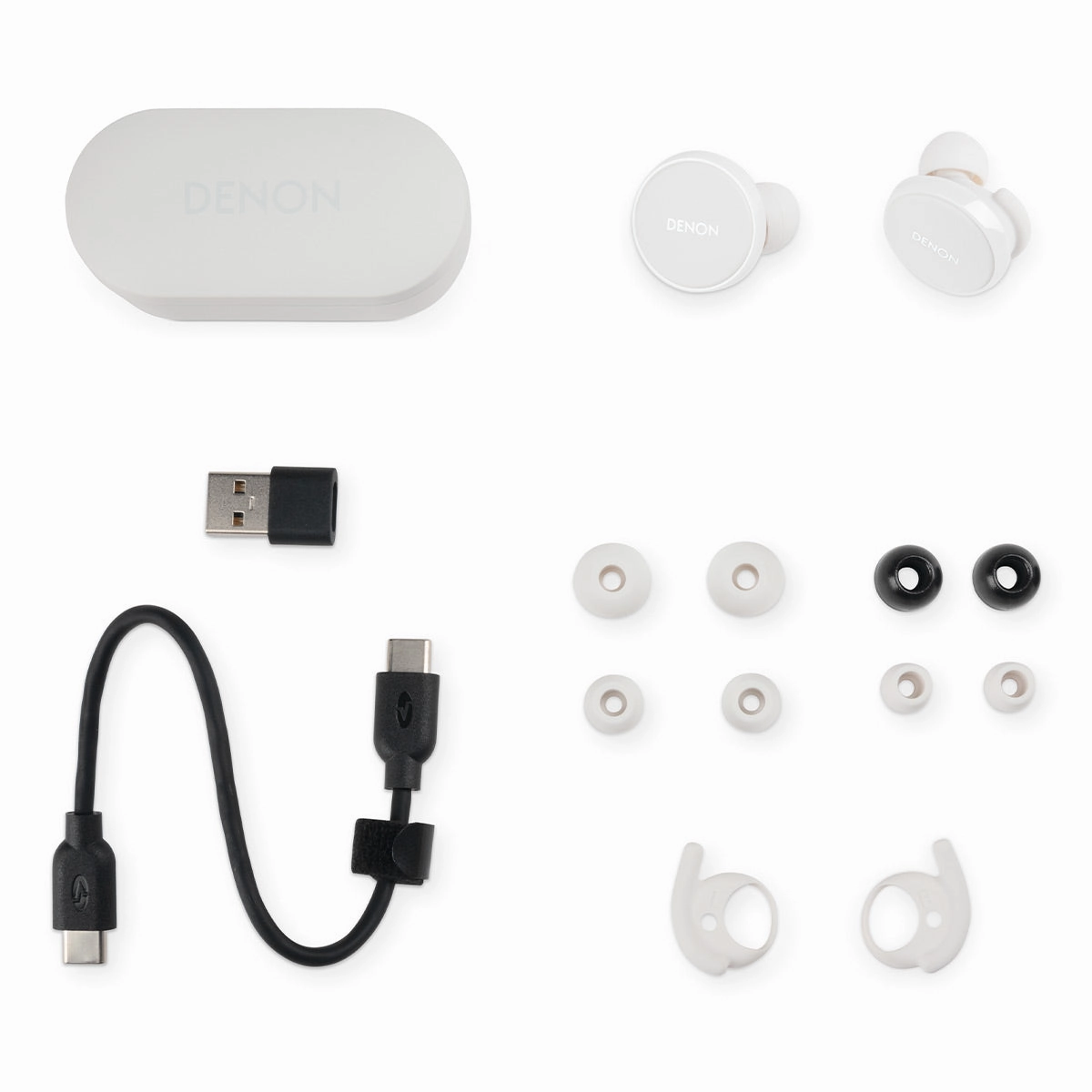 Denon PerL Pro True Wireless Earbuds with Active Noise Cancellation, Spatial Audio, and Adaptive Acoustic Technology (White)