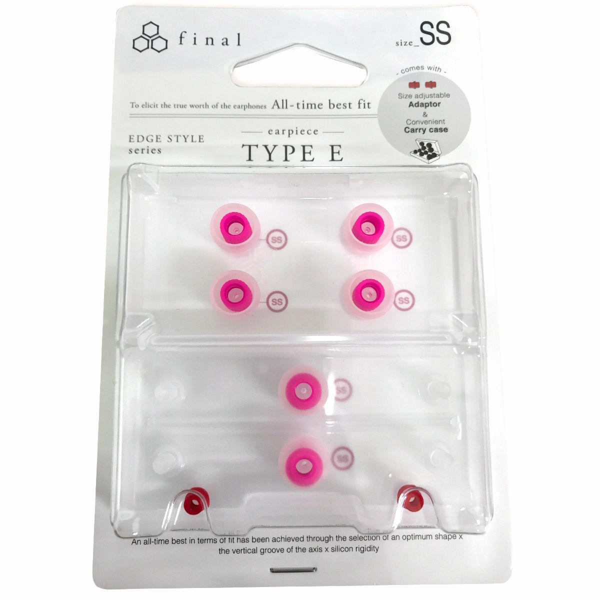 Final Audio Clear/Red Silicon Type E Tips kit with Case and Nozzle Adapter