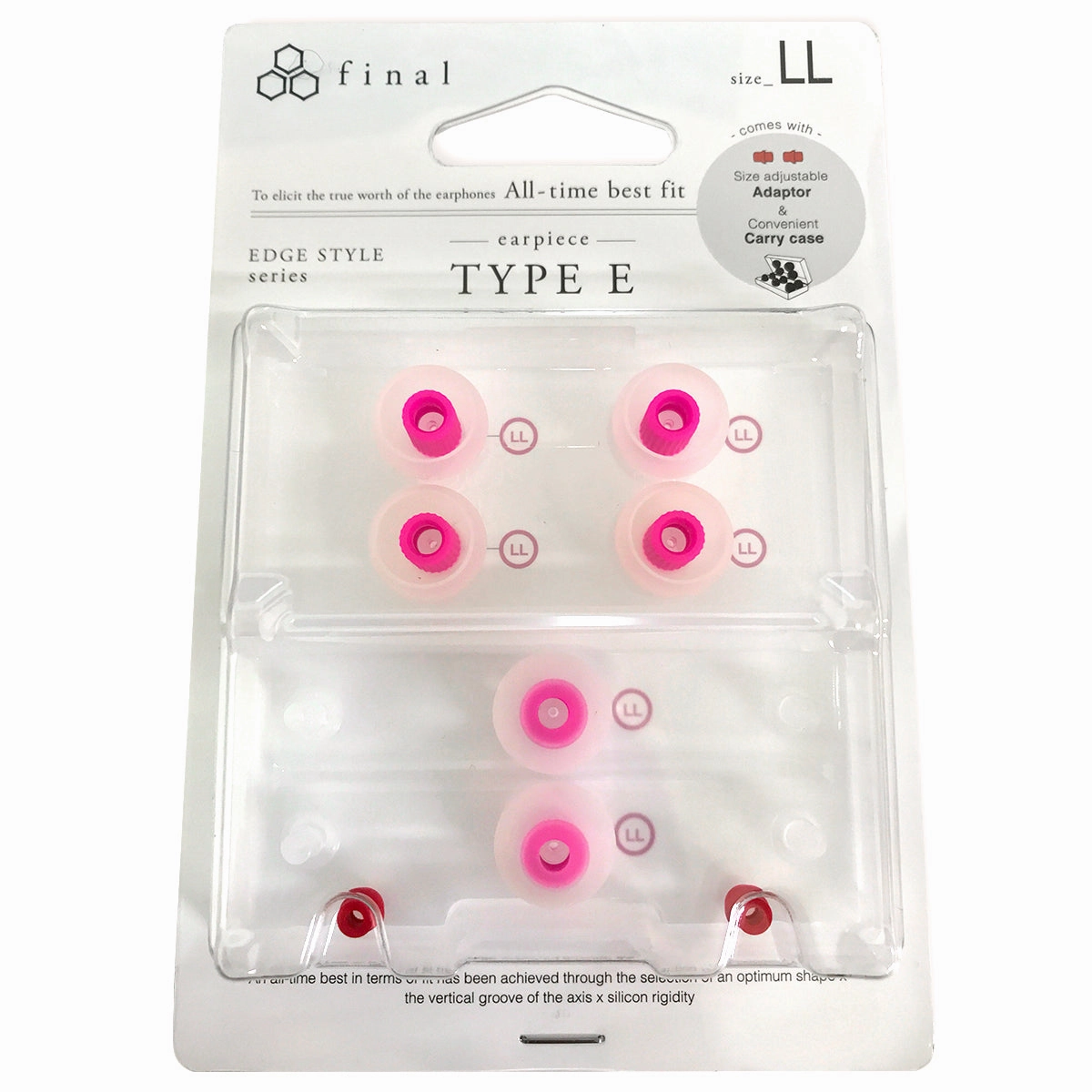 Final Audio Clear/Red Silicon Type E Tips kit with Case and Nozzle Adapter