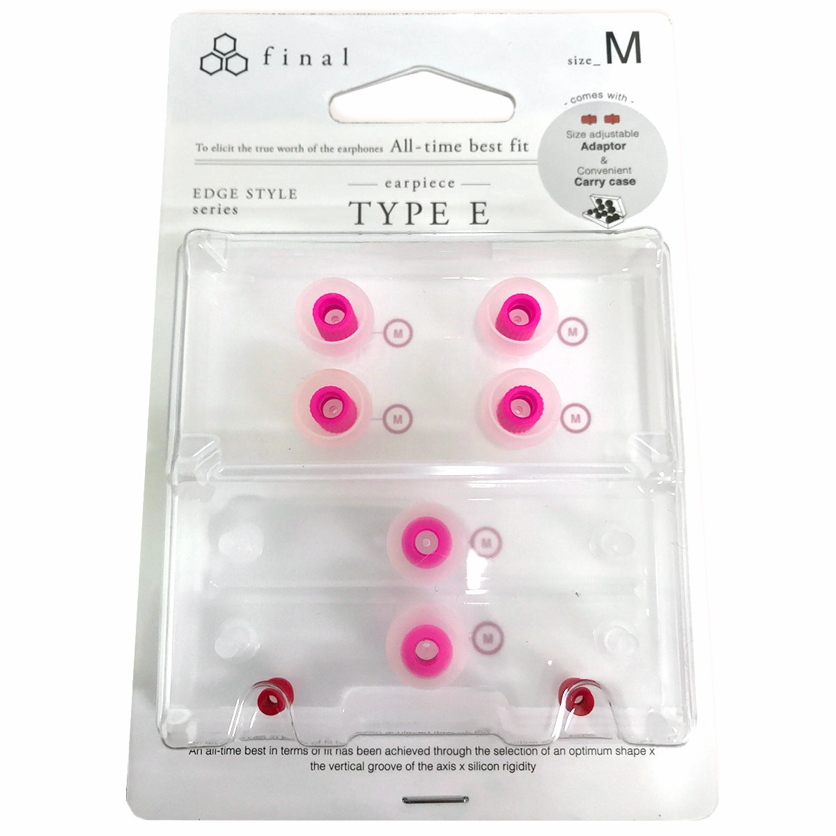 Final Audio Clear/Red Silicon Type E Tips kit with Case and Nozzle Adapter