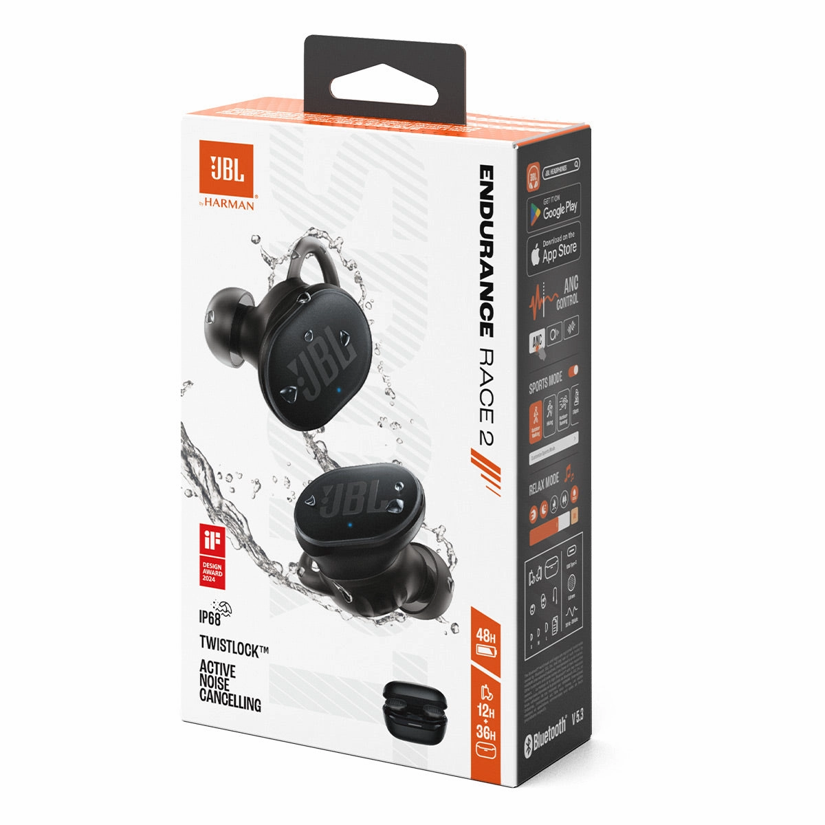 JBL Endurance Race 2 Noise Cancelling True Wireless Sport Headphones (Black)