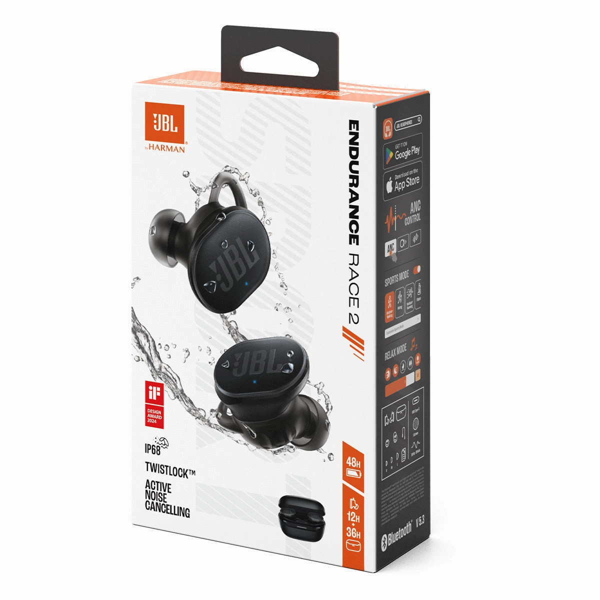 JBL Endurance Race 2 Noise Cancelling True Wireless Sport Headphones (Black)