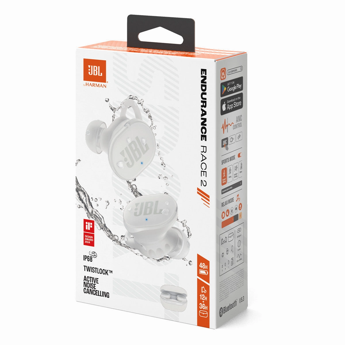JBL Endurance Race 2 Noise Cancelling True Wirelss Sport Headphones (White)