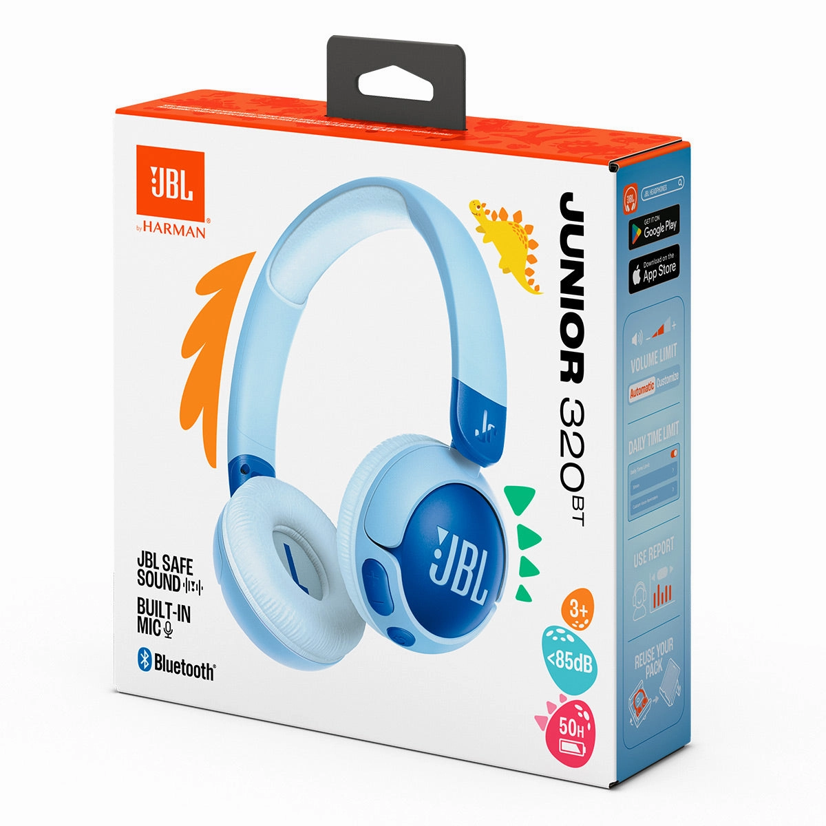 JBL Junior 320 BT Kid Safe On-Ear Wireless Headphones (Blue)