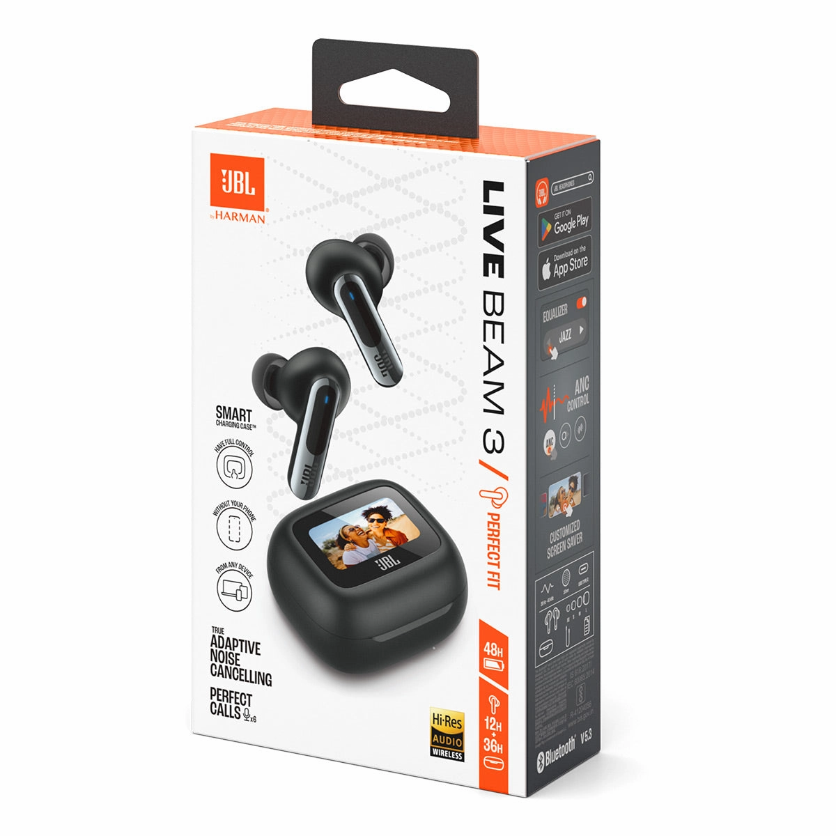 JBL Live Beam 3 Noise-Cancelling Earbuds with Smart Case (Black)