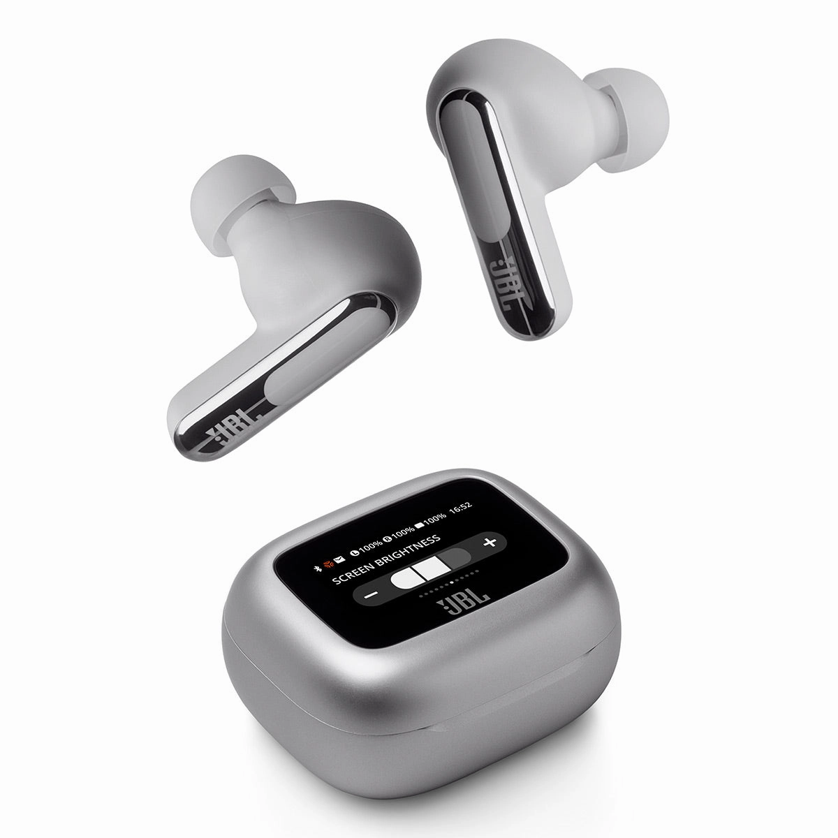 JBL Live Beam 3 Noise-Cancelling Earbuds with Smart Case (Silver)