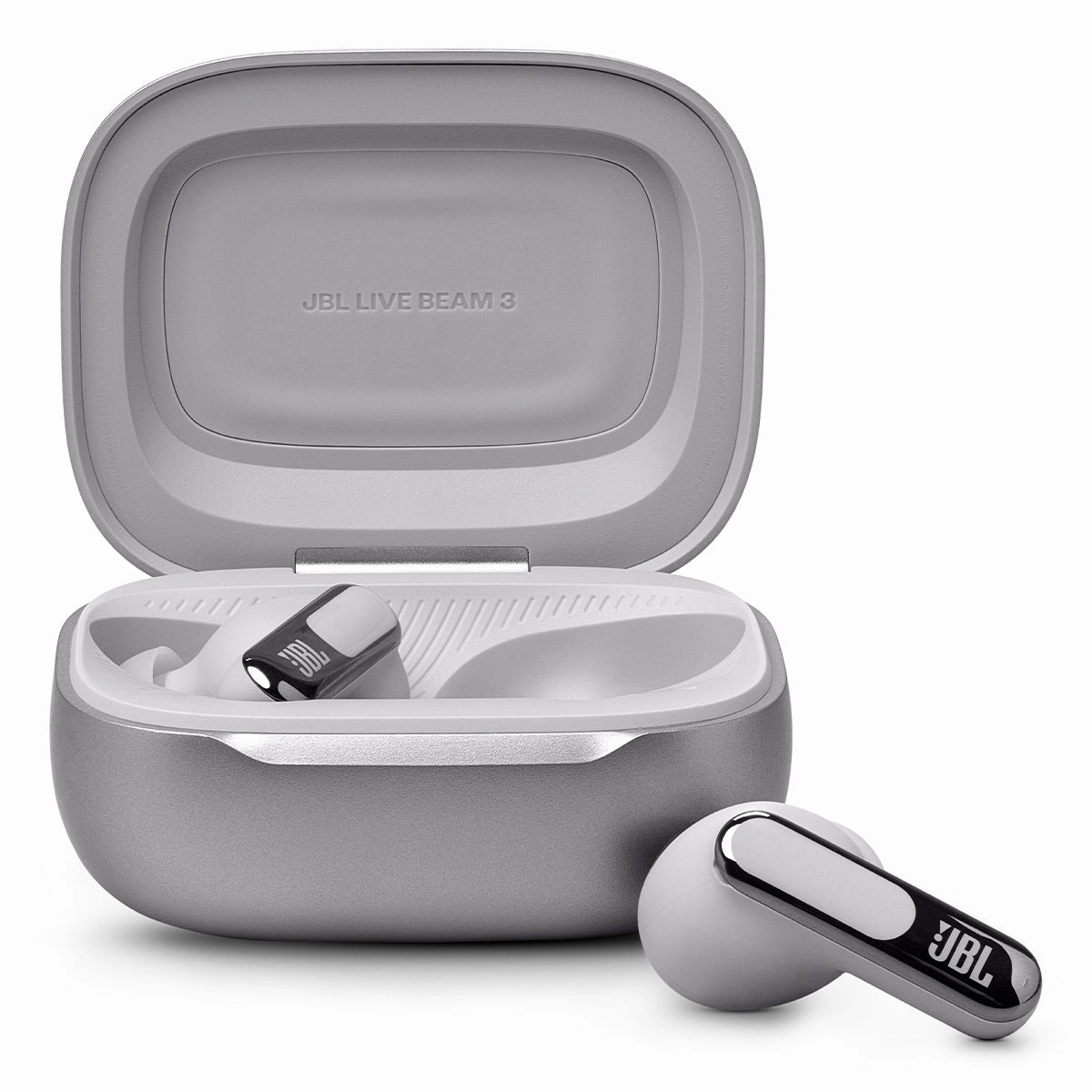 JBL Live Beam 3 Noise-Cancelling Earbuds with Smart Case (Silver)