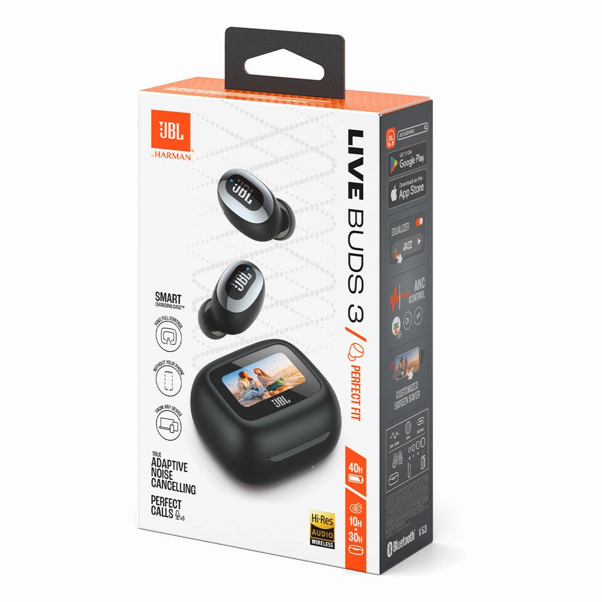 JBL Live Buds 3 Noise-Cancelling Earbuds with Smart Case (Black)