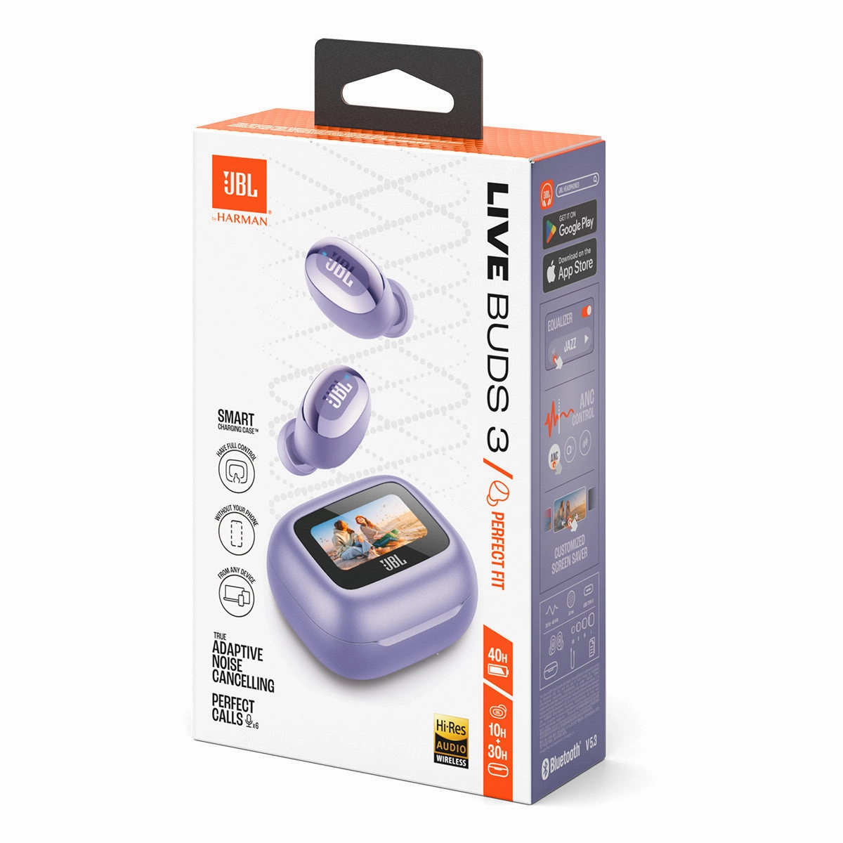 JBL Live Buds 3 Noise-Cancelling Earbuds with Smart Case (Purple)