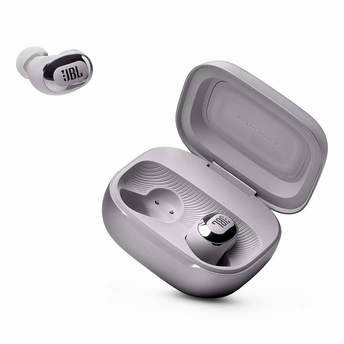 JBL Live Buds 3 Noise-Cancelling Earbuds with Smart Case (Silver)