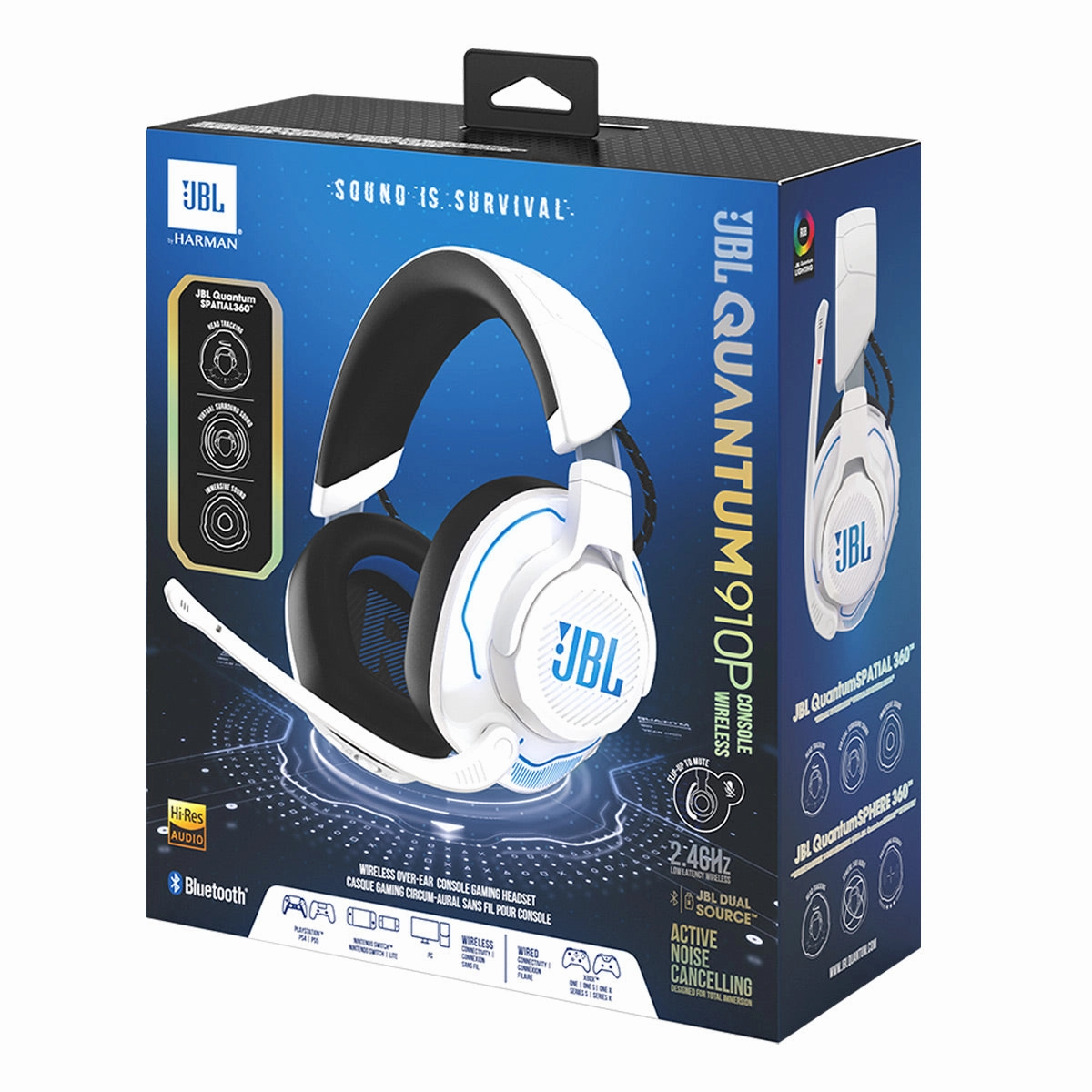 JBL Quantum 910P Wireless Gaming Headset with Active Noise Cancellation, Head Tracking, & Bluetooth for PlayStation, Nintendo Switch, Windows & Mac