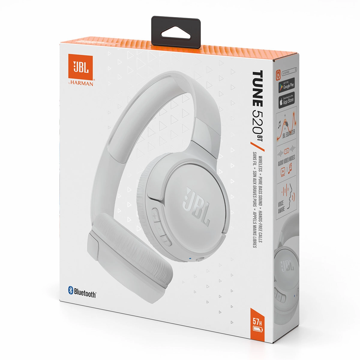 JBL Tune 520BT On-Ear Wireless Headphones (White)