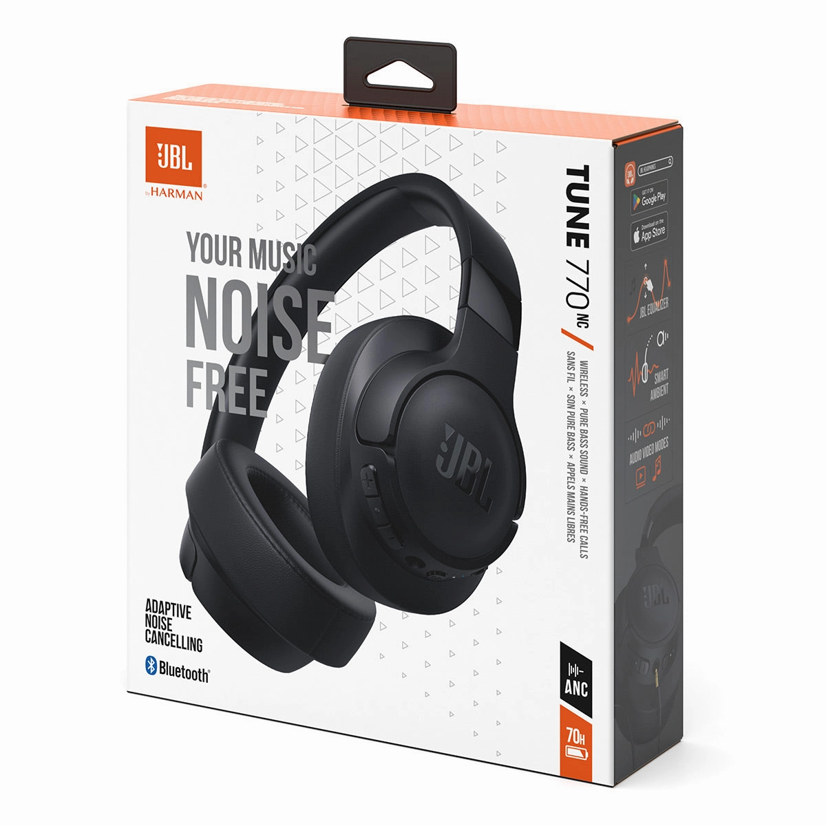 JBL Tune 770NC Wireless Over-Ear Adaptive Noise Cancelling Headphones (Black)