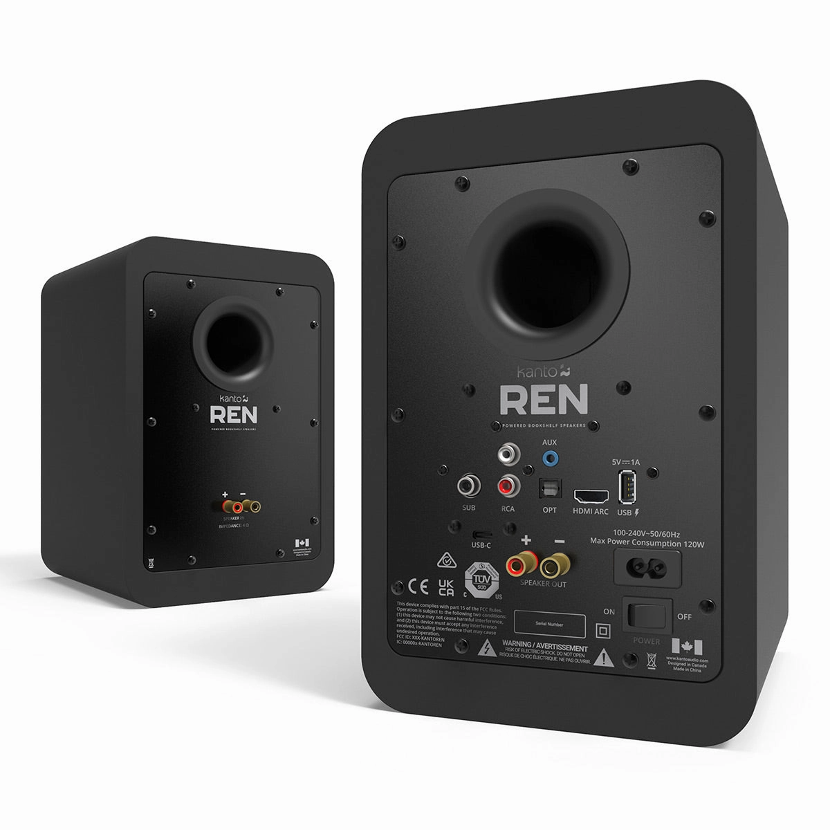 Kanto REN Powered Bluetooth Bookshelf Speakers - Pair (Matte Black)