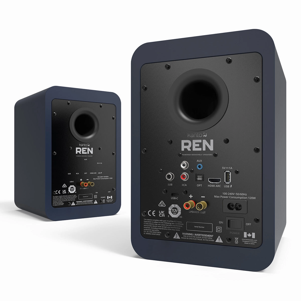 Kanto REN Powered Bluetooth Bookshelf Speakers - Pair (Matte Blue)