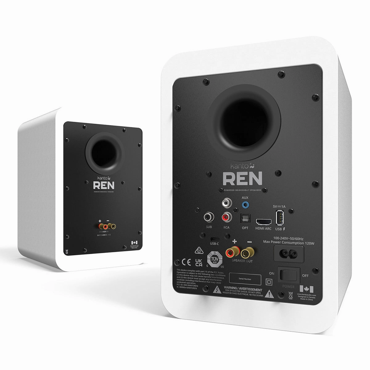 Kanto REN Powered Bluetooth Bookshelf Speakers - Pair (Matte White)