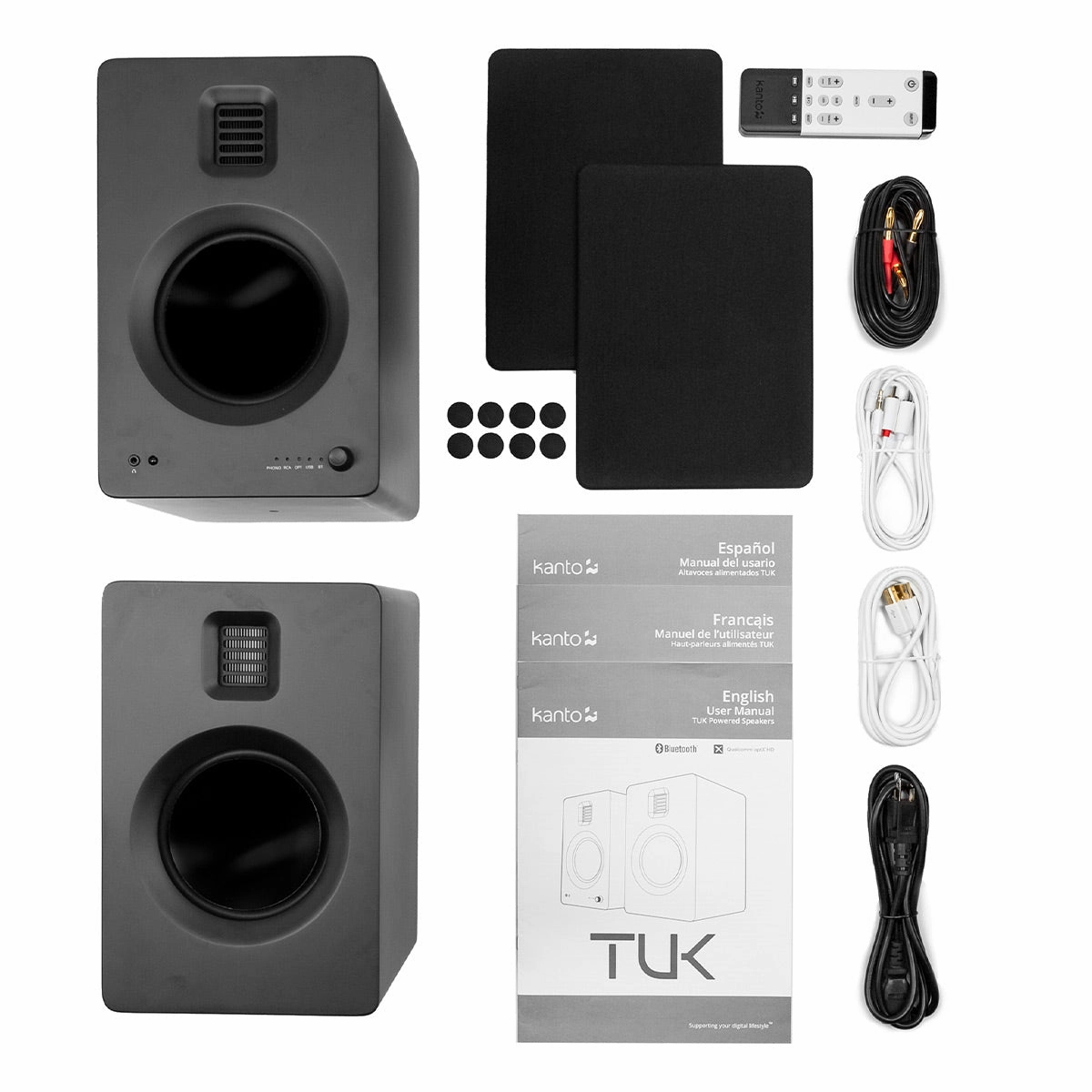 Kanto TUK Premium Powered Bookshelf Speakers with Bluetooth - Pair (Matte Black)
