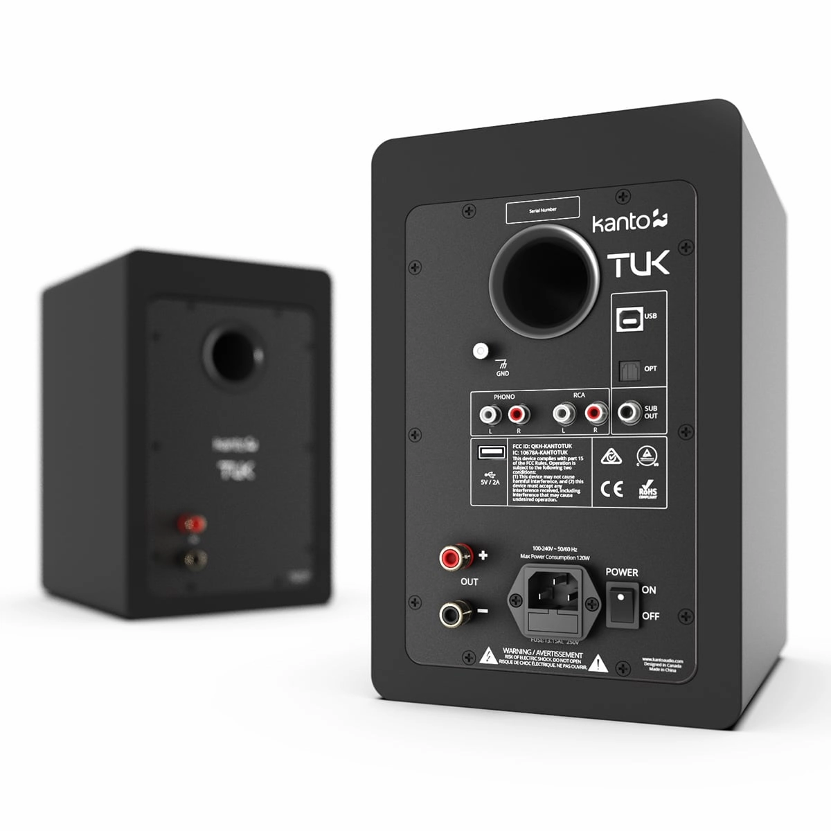 Kanto TUK Premium Powered Bookshelf Speakers with Bluetooth - Pair (Matte Black)