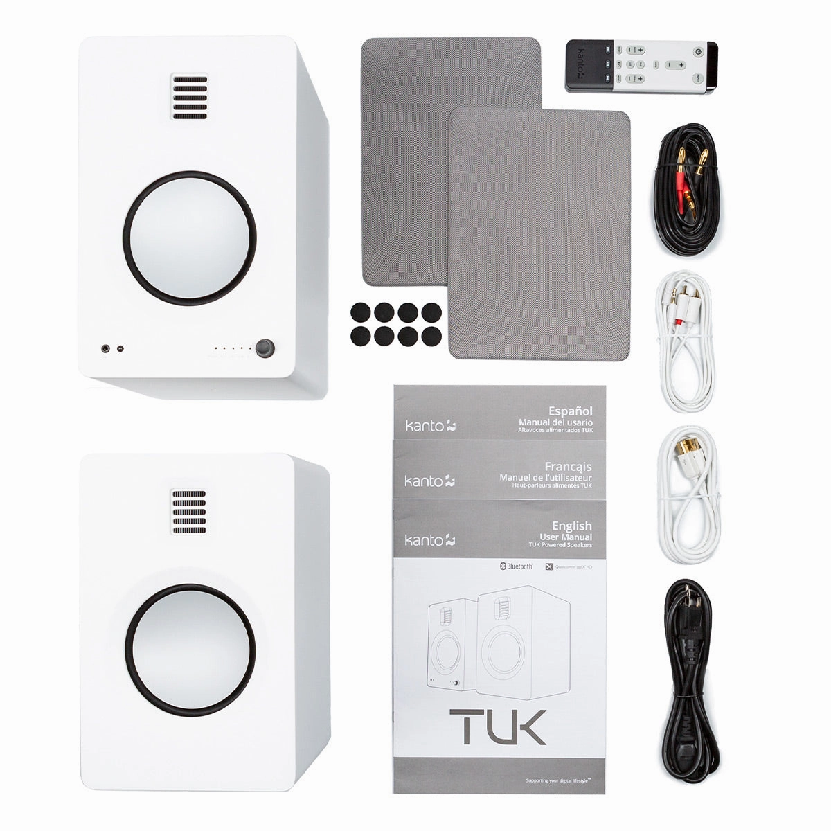 Kanto TUK Premium Powered Bookshelf Speakers with Bluetooth - Pair (Matte White)