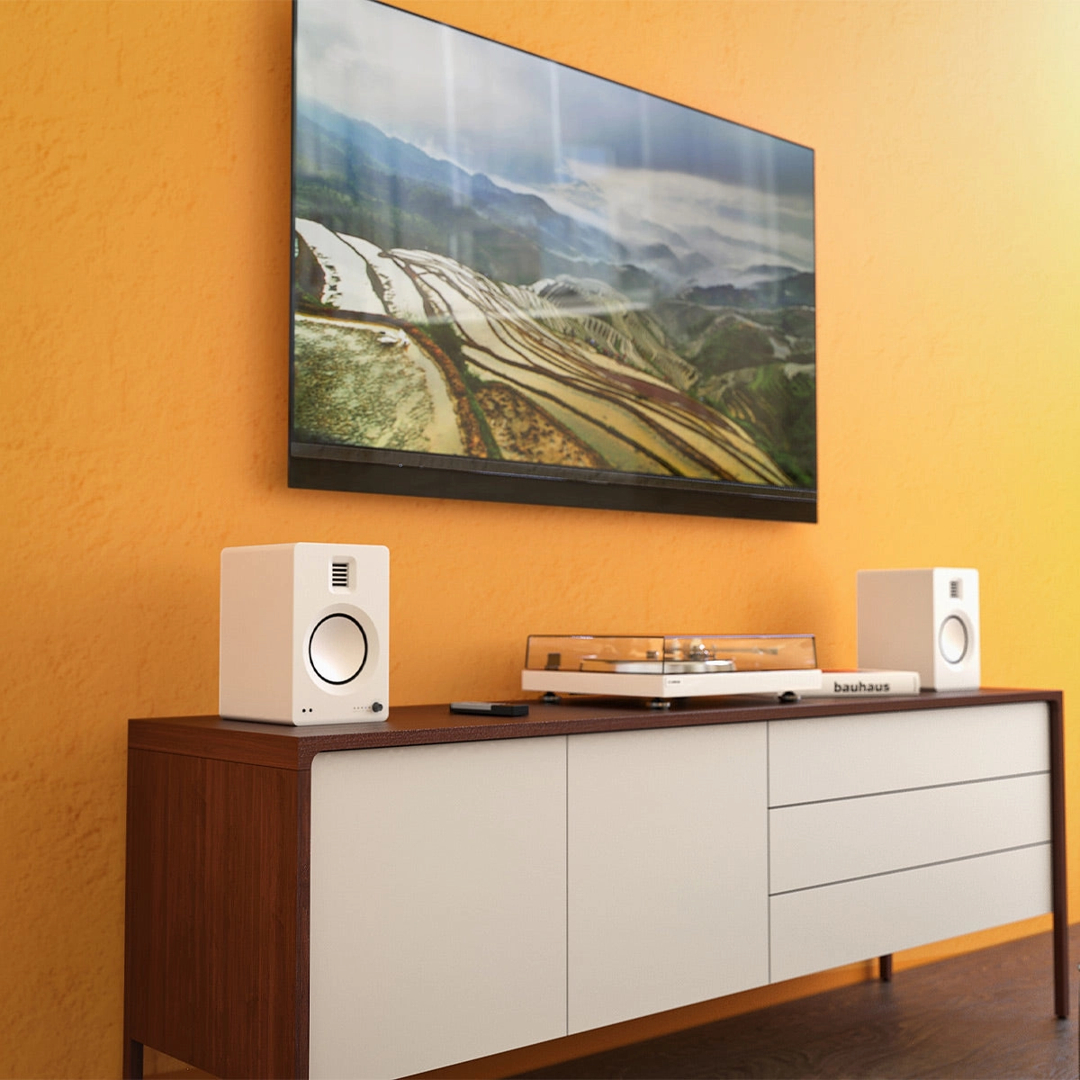 Kanto TUK Premium Powered Bookshelf Speakers with Bluetooth - Pair (Matte White)