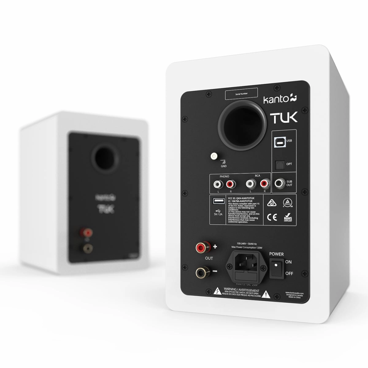 Kanto TUK Premium Powered Bookshelf Speakers with Bluetooth - Pair (Matte White)