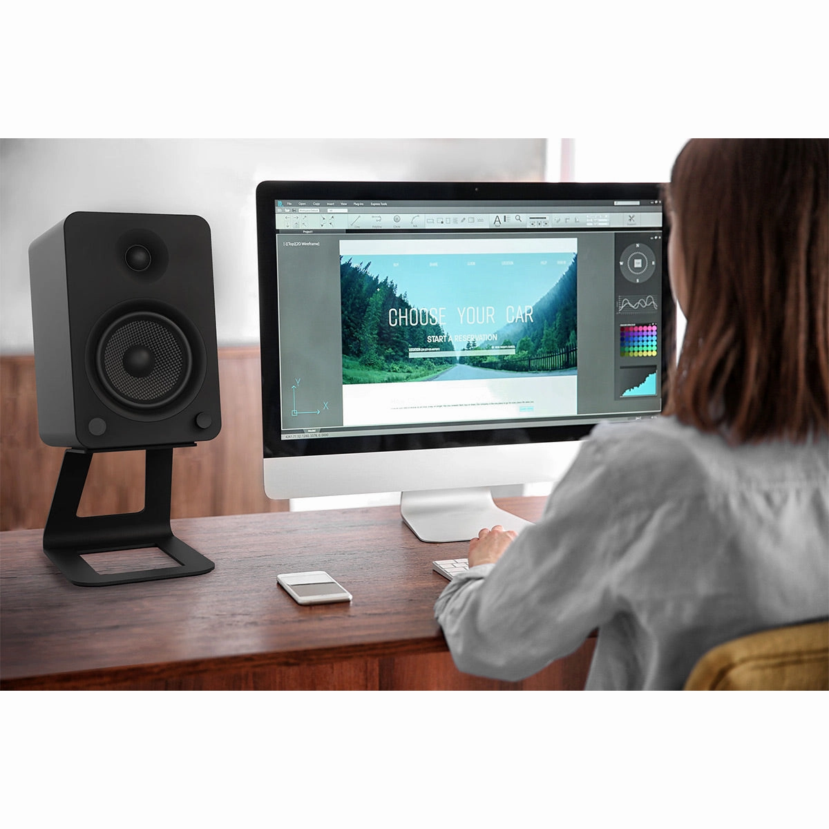 Kanto TUK Premium Powered Speakers with SE6 Elevated Desktop Speaker Stands (Black)
