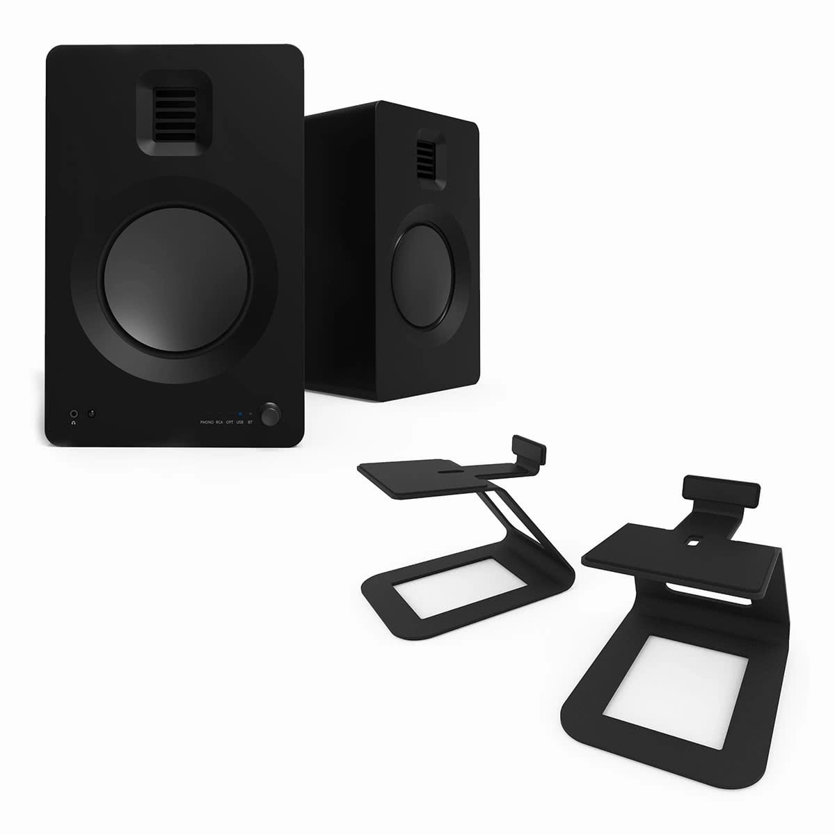 Kanto TUK Premium Powered Speakers with SE6 Elevated Desktop Speaker Stands (Black)