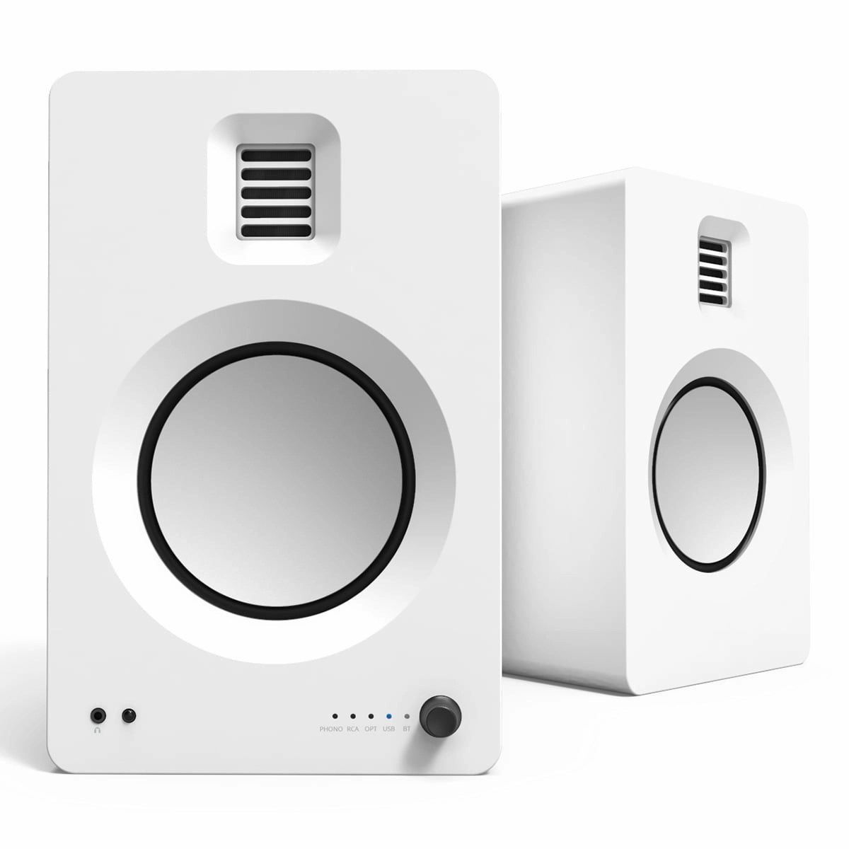 Kanto TUK Premium Powered Speakers with SE6 Elevated Desktop Speaker Stands (White)