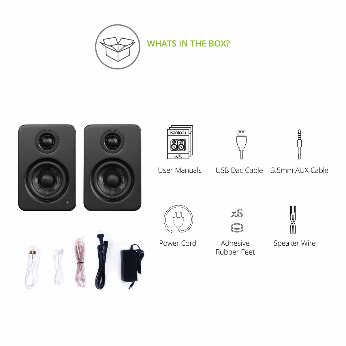 Kanto YU2 Powered Desktop Speakers - Pair (Matte Black)
