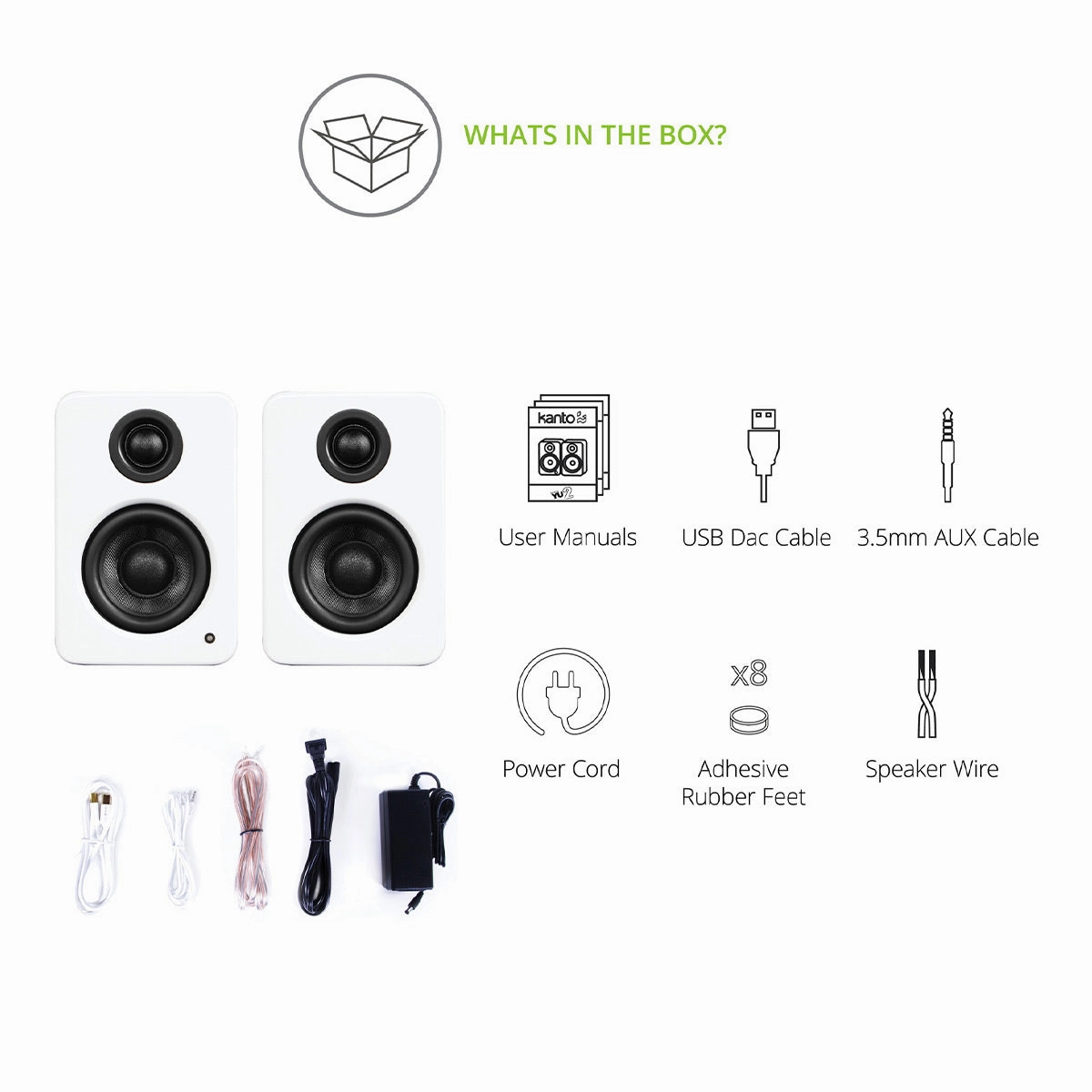 Kanto YU2 Powered Desktop Speakers - Pair (Matte White)