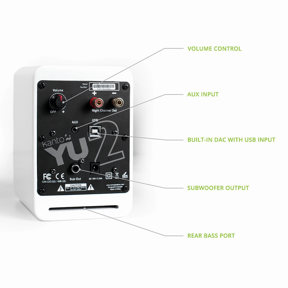 Kanto YU2 Powered Desktop Speakers - Pair (Matte White)