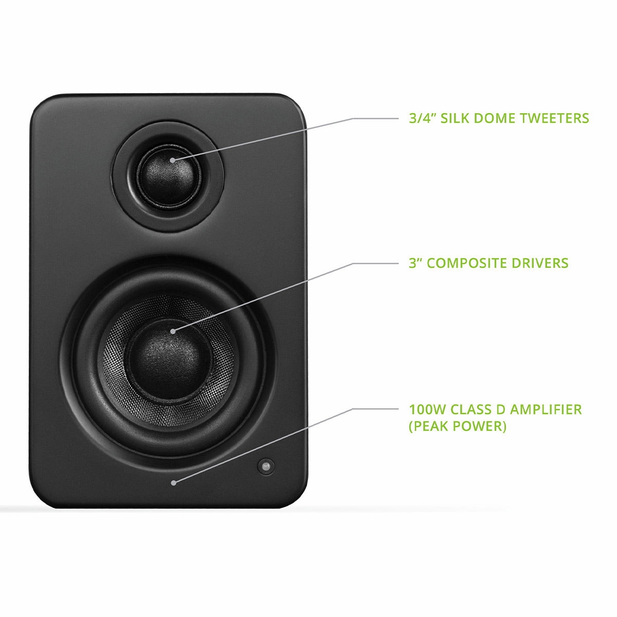 Kanto YU2 Powered Desktop Speakers and SE2 Speaker Stands for Small Speakers - Pair (Matte Black/Black)
