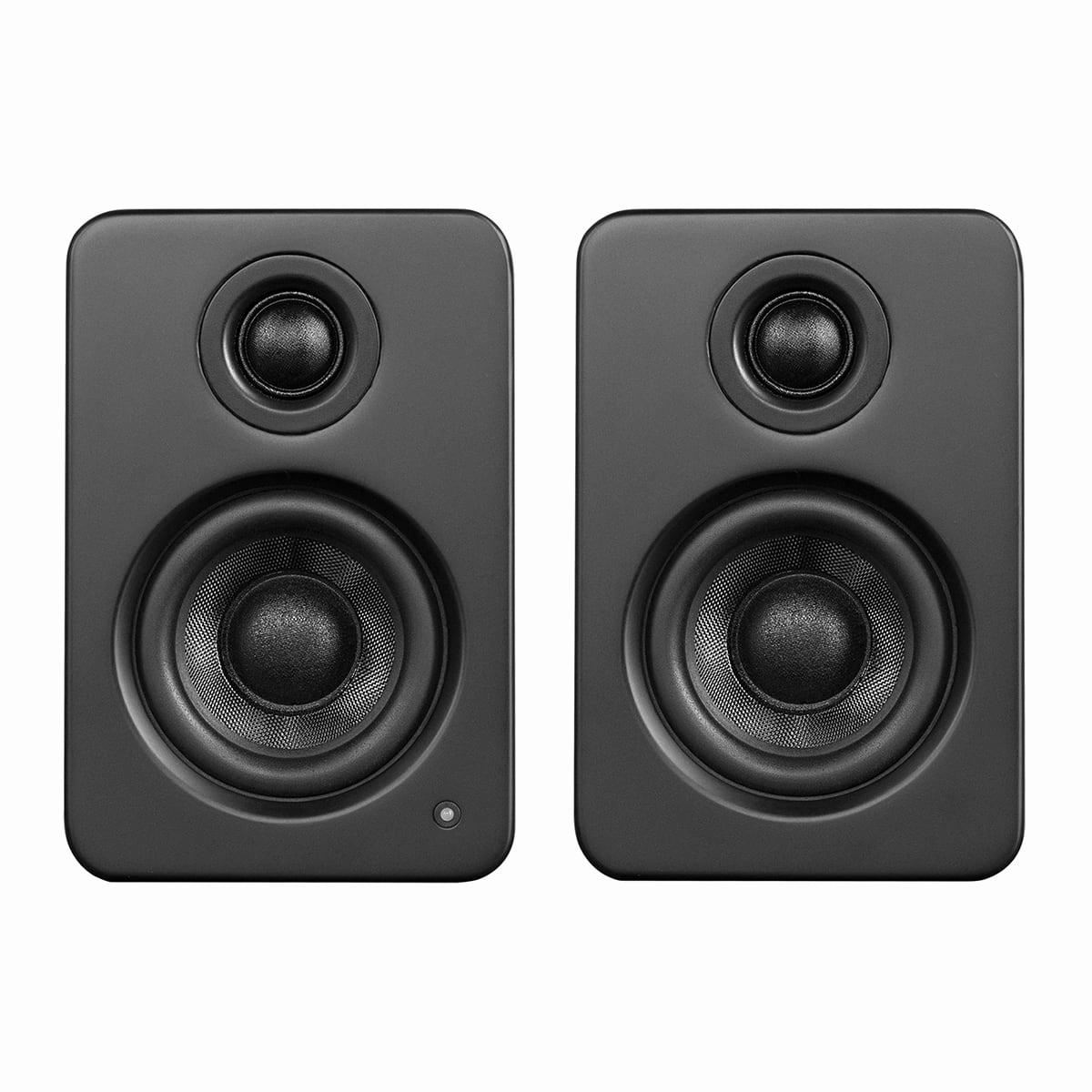 Kanto YU2 Powered Desktop Speakers and SE2 Speaker Stands for Small Speakers - Pair (Matte Black/Black)