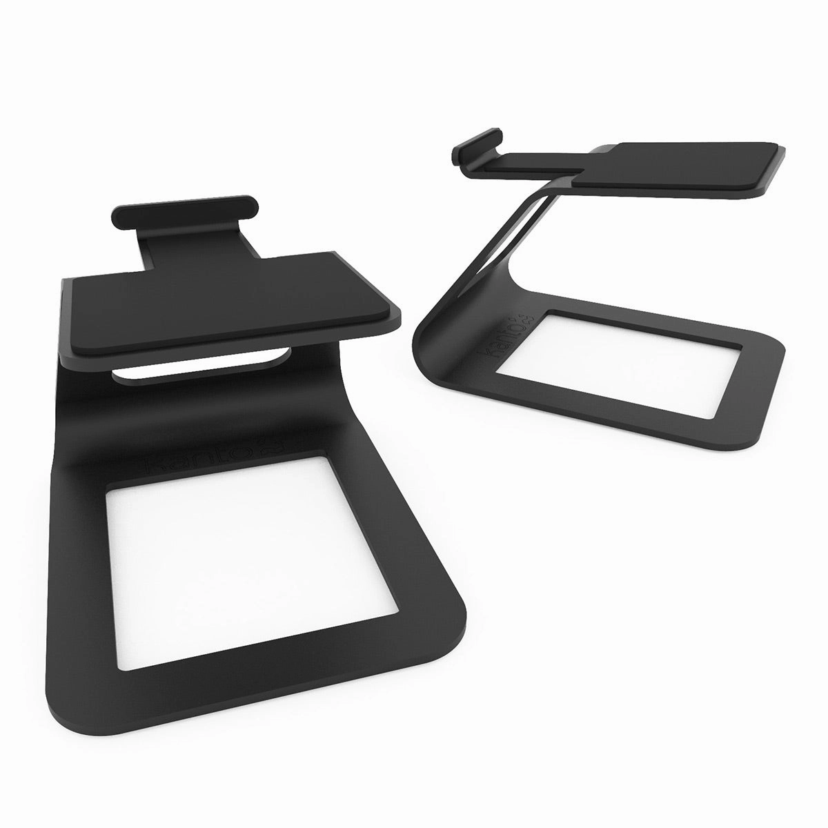 Kanto YU2 Powered Desktop Speakers and SE2 Speaker Stands for Small Speakers - Pair (Matte Black/Black)