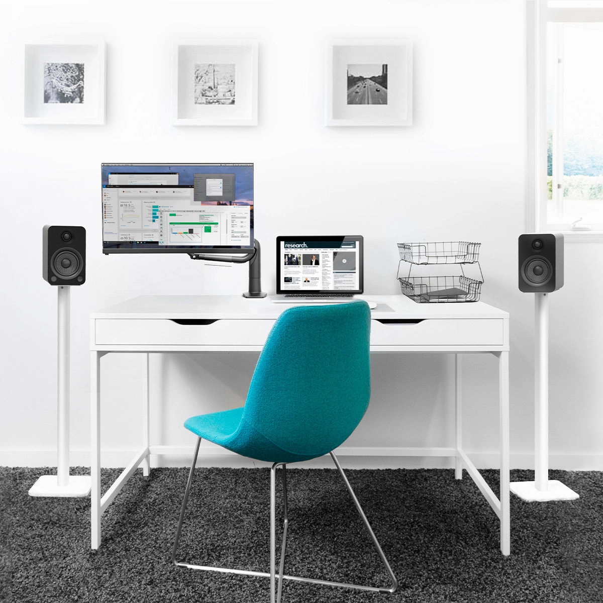 Kanto YU4 Powered Bookshelf Speakers with Built-In Bluetooth - Pair (Matte Black)
