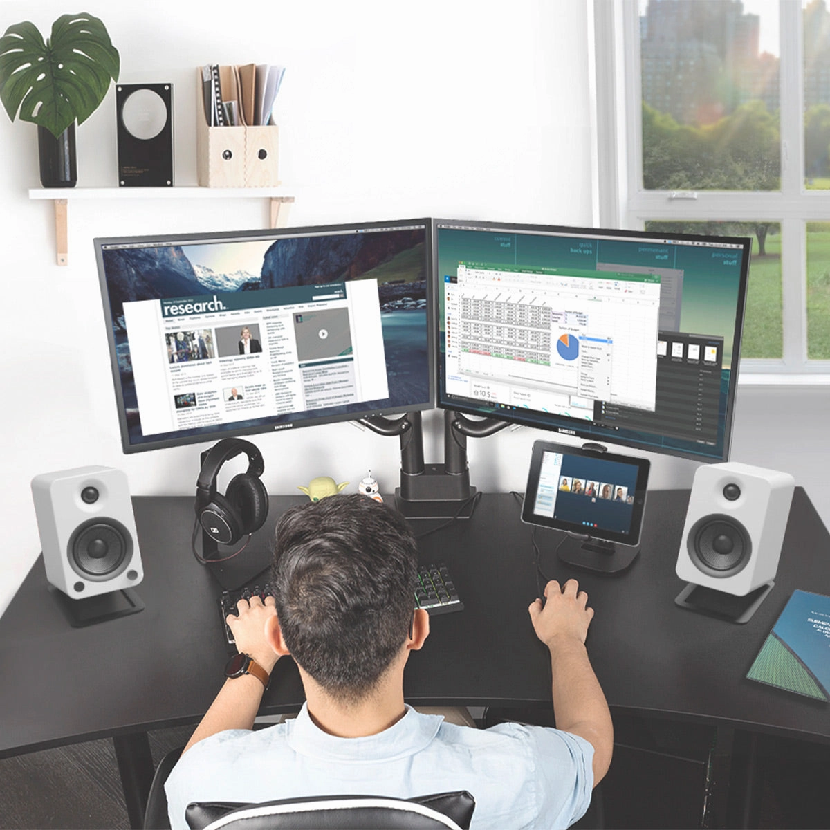 Kanto YU4 Powered Bookshelf Speakers with Built-In Bluetooth - Pair (Matte White)
