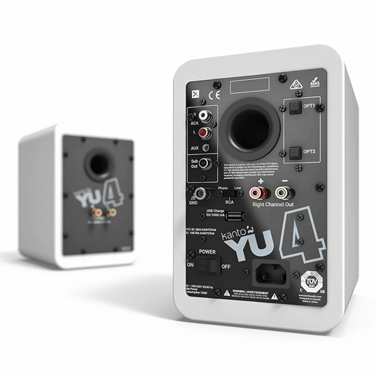 Kanto YU4 Powered Bookshelf Speakers with Built-In Bluetooth - Pair (Matte White)